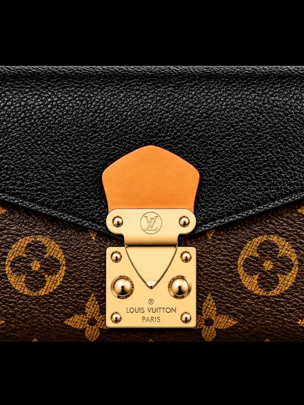 Black & Brown Monogram Clasp Shoulder Bag